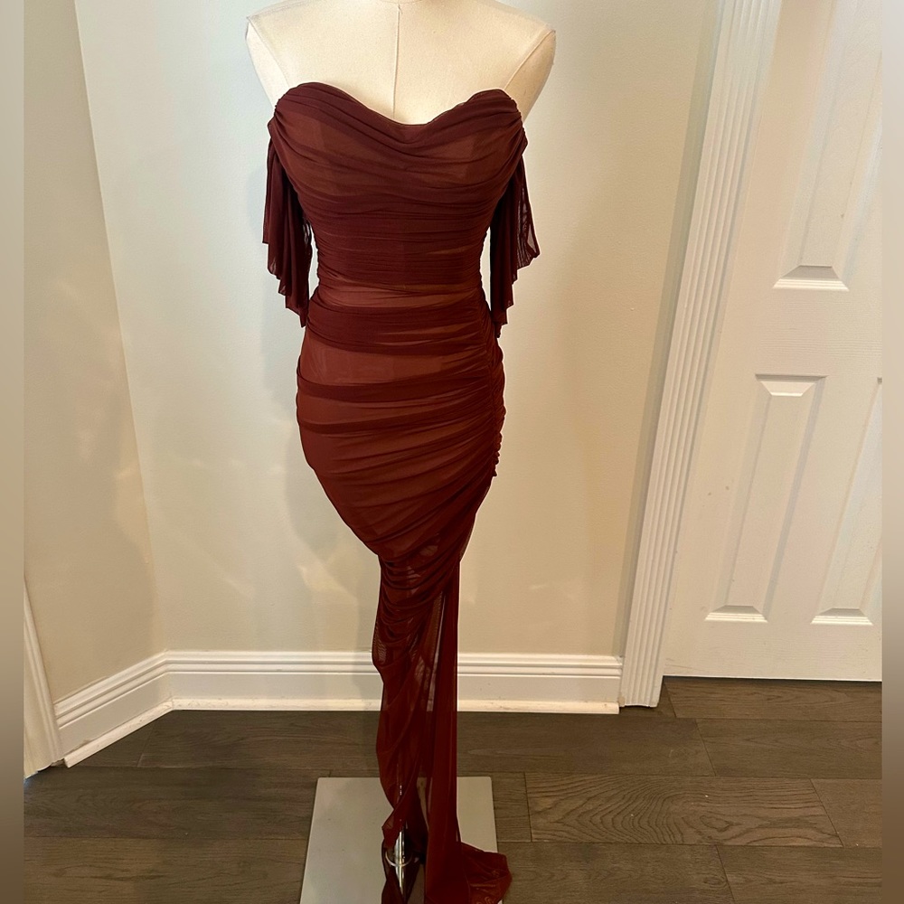 NOOKIE Brown  Strapless Maxi Gown